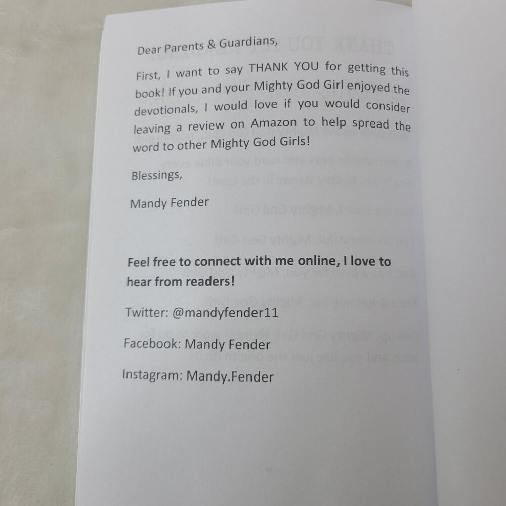 Mighty God Girls A To Z Devotionals Journal ages 7-11 By Mandy Fender 2016 - Picture 3 of 9